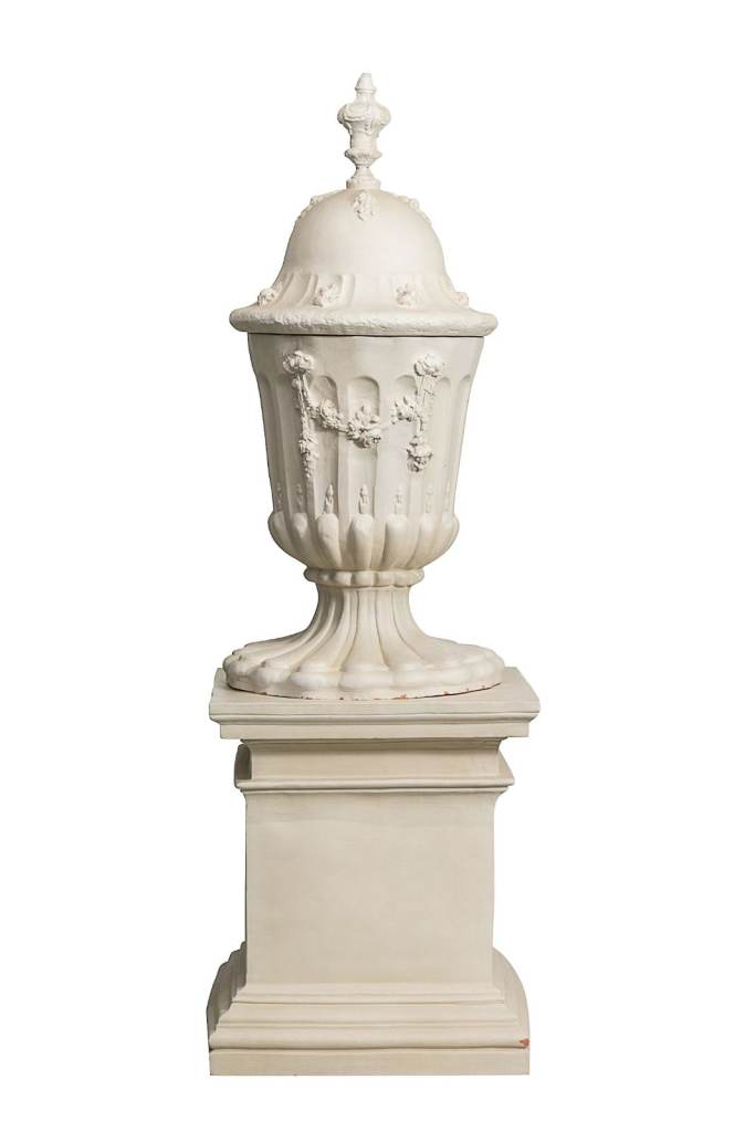 Large Cream Roman Style Vase – Ornate Floral Carvings