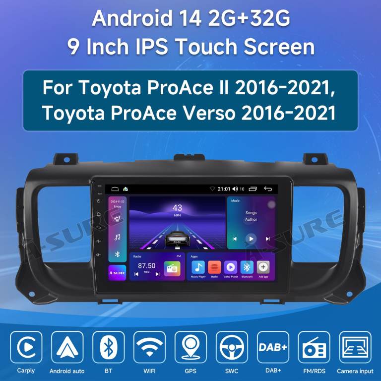 2+32GB Android Stereo Radio Sat Nav For Vauxhall Vivaro C 2019-2023