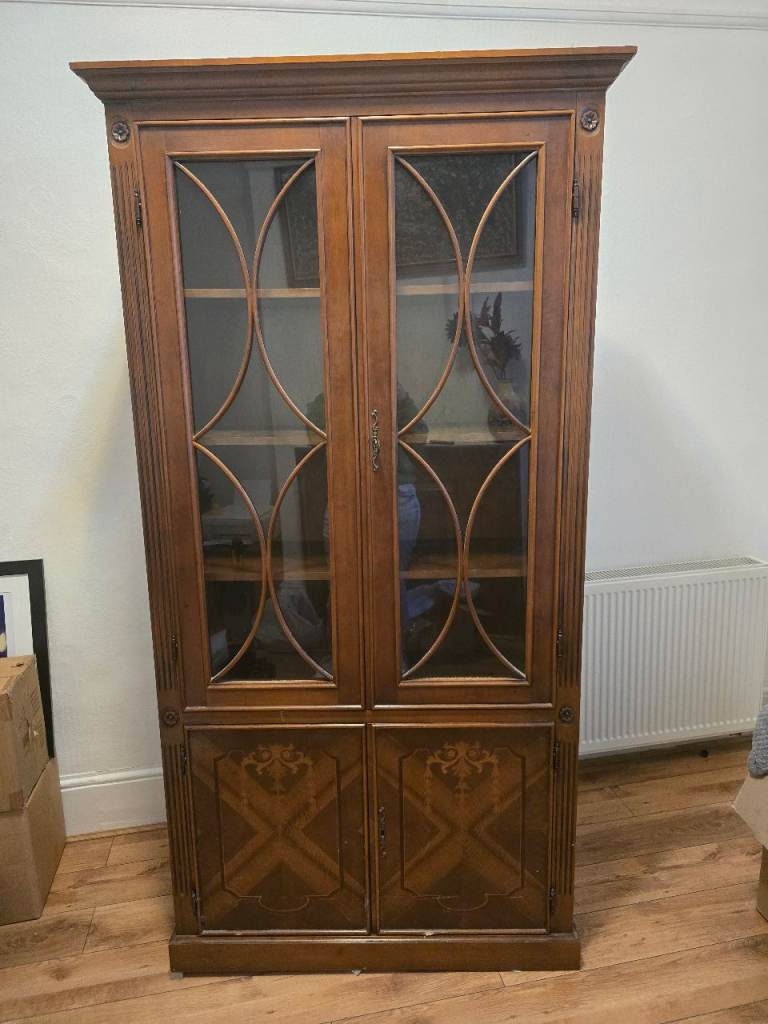 Wooden Display Cabinet with Glass Doors – Good Condition