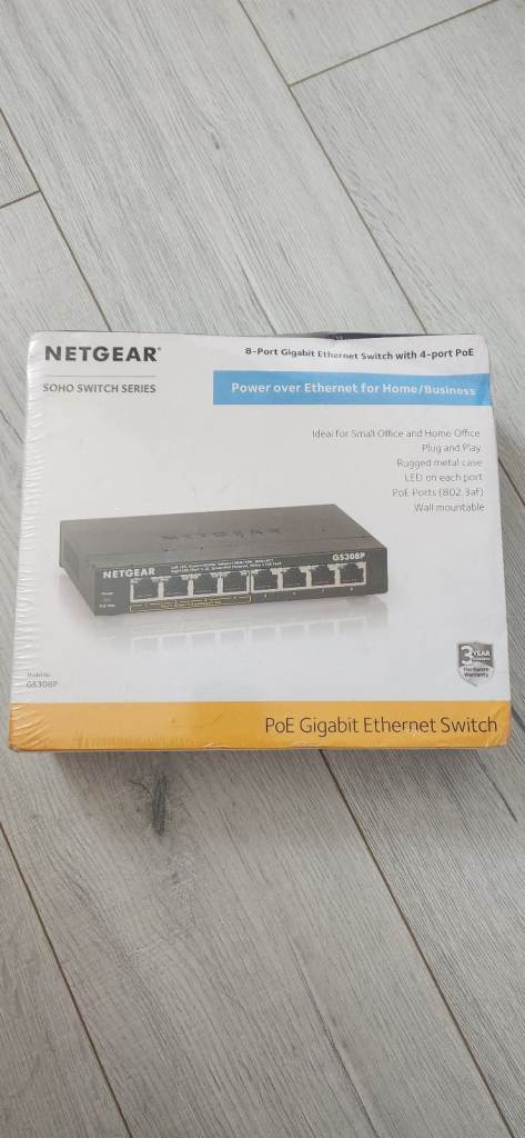 Netgear GS308P 8-Port Gigabit Ethernet Switch with 4-port PoE