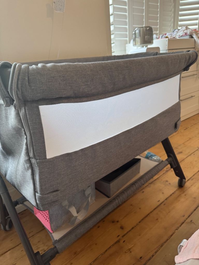 Sliver cross bedside crib 