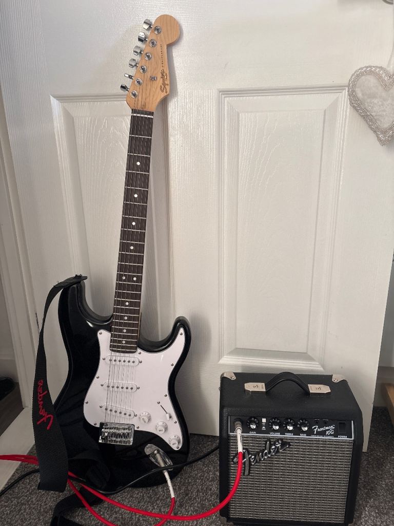 image for Fender Squire Stratocaster Guitar and Fender Amp