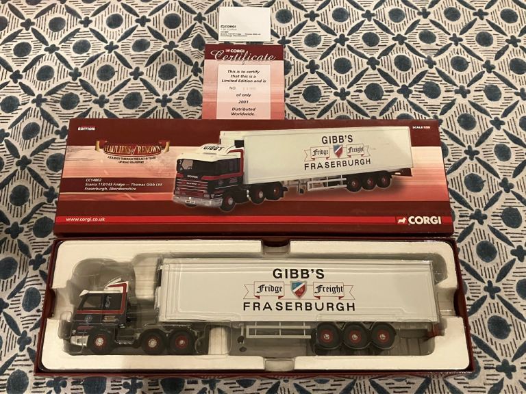 Corgi CC14802 Scania 113/143 Fridge in 'Thomas Gibbs Ltd' livery of Fraserburgh, Aberdeenshire