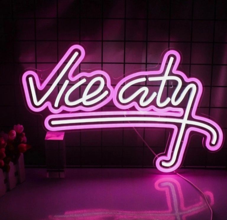 GTA Neon Pink 'Vice City' LED Sign – Brand New