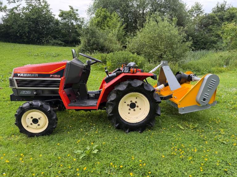 YANMAR F155 4WD Compact Tractor & New RAPTOR X Flail Mower ** VIDEO ** ** 878 Hours ** 15HP