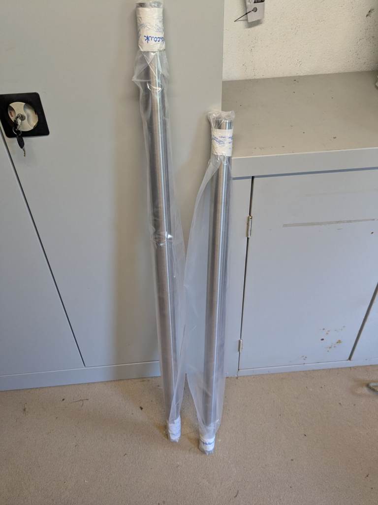 Silver wall mounted handrails. 1m and 1.2m