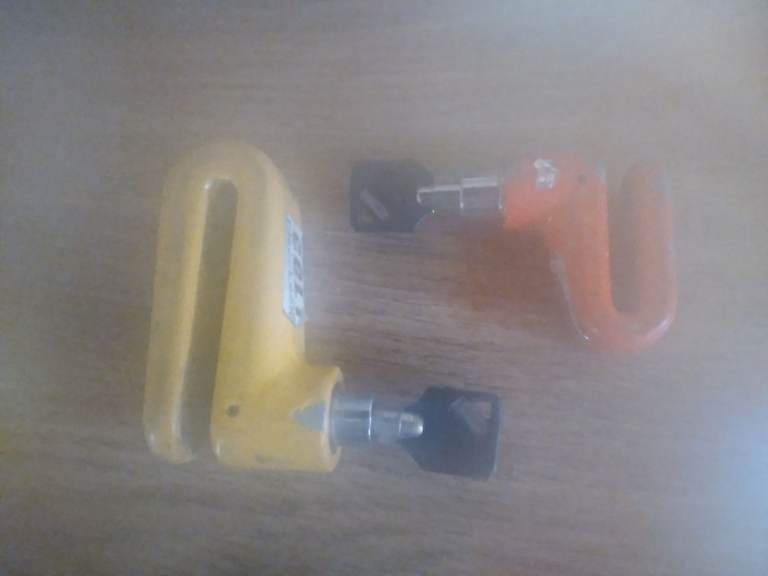 Motorbike Disc Locks - Yellow and Orange