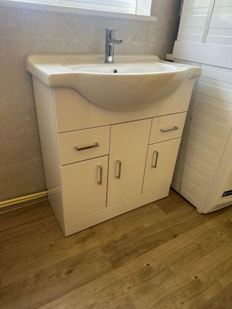 New 750mm White Gloss Vanity Cabinet (NO SINK)