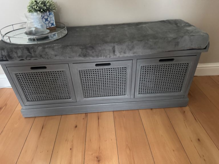 Dunelm grey storage bench with cushion seat