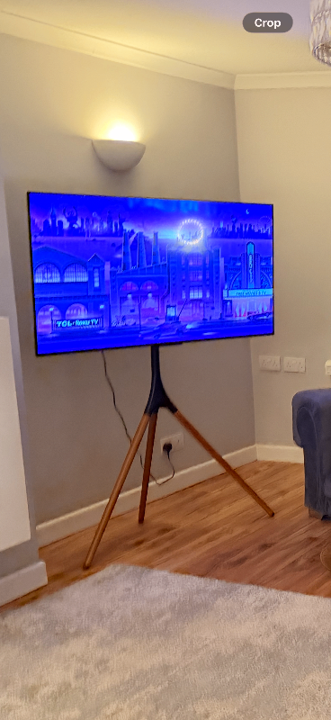 Tripod TV stand - black & brown wooden 