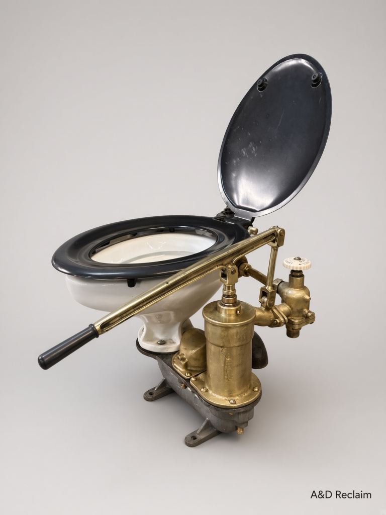 Antique Marine Ship/Boat Toilet with Brass Pump Mechanism