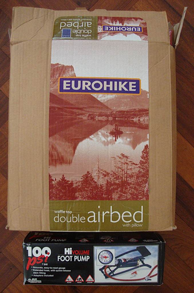 Eurohike double airbed and AirMaster foot pump - for camping or home