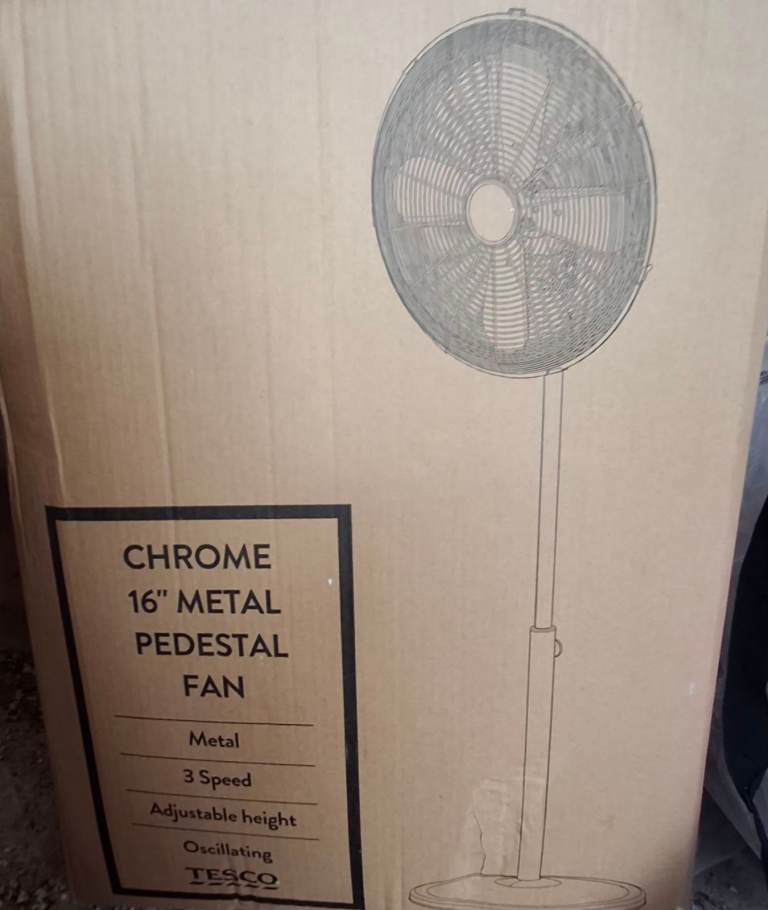 New Chrome 16 Metal Pedestal Fan - £40