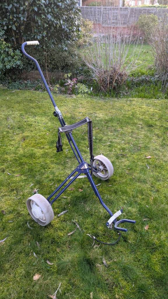 Blue Titleist two-wheeled Golf Trolley