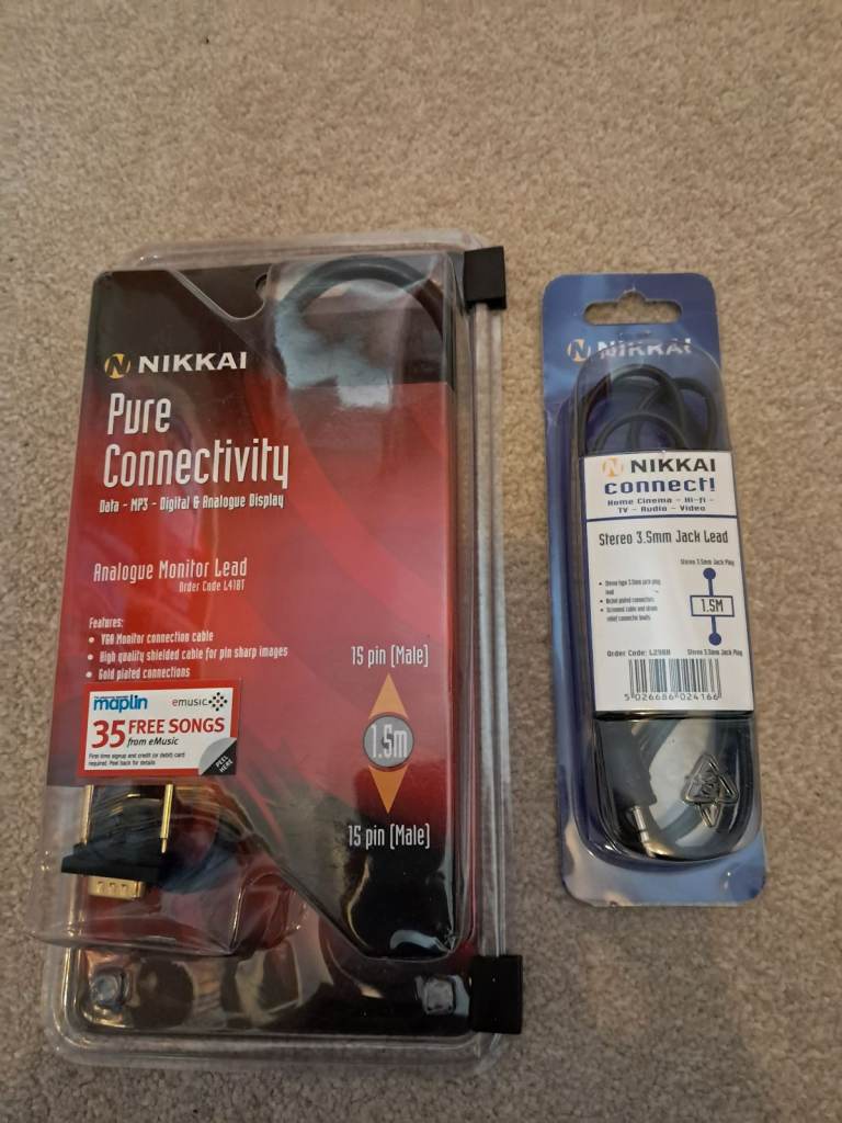 Analogue monitor lead and Stereo jack lead