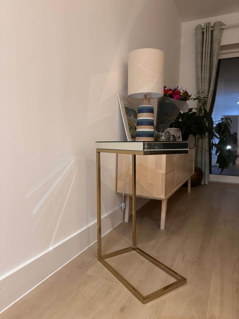 Gold and mirror glass side table