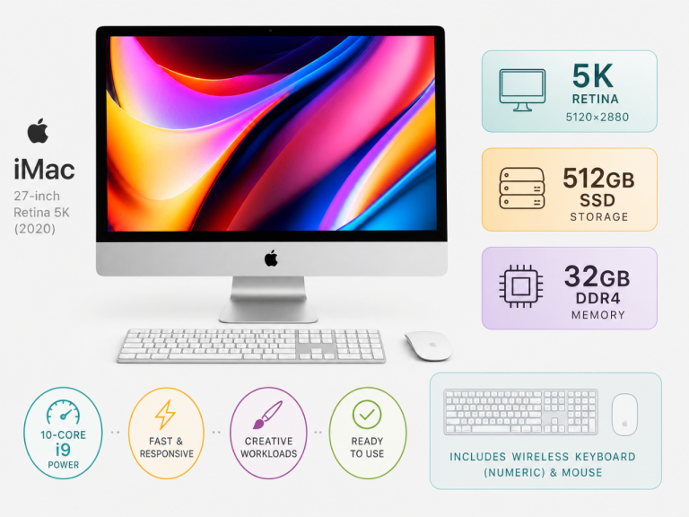 Apple iMac 27" 5K Retina (2020) — i9 10-core, 32GB RAM, Radeon Pro 5500XT