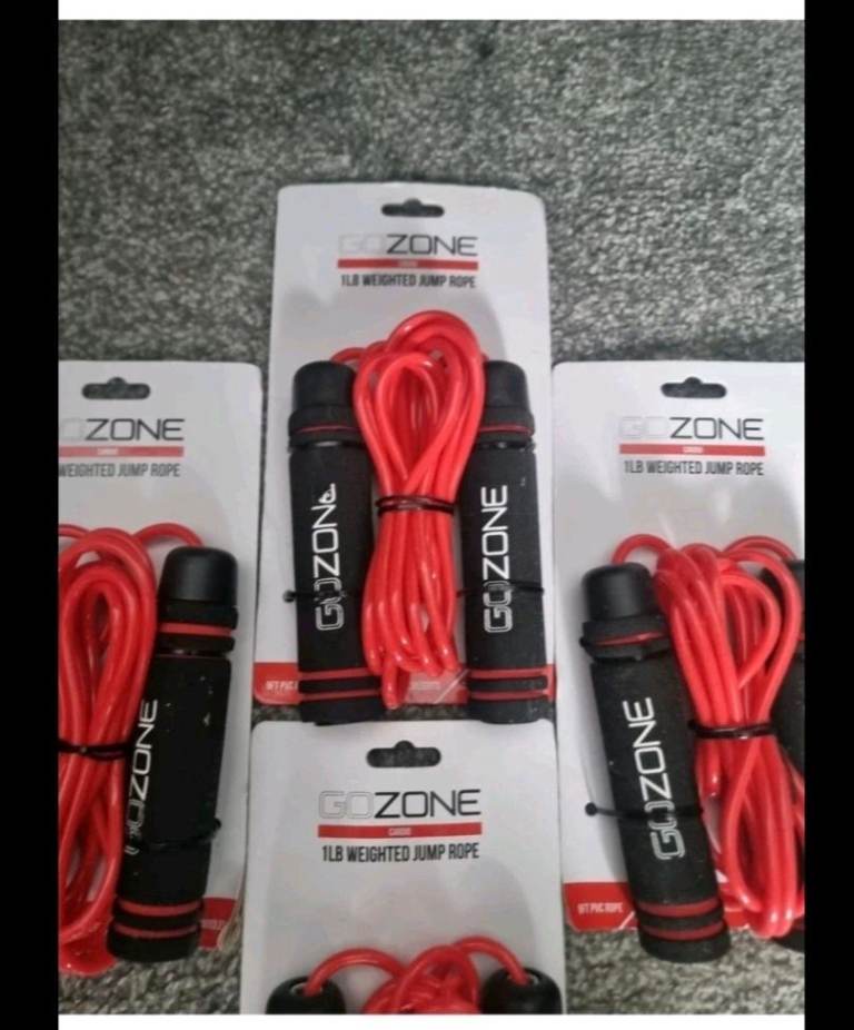 4 GoZone 1lb Weighted Jump Rope. Black. brand new