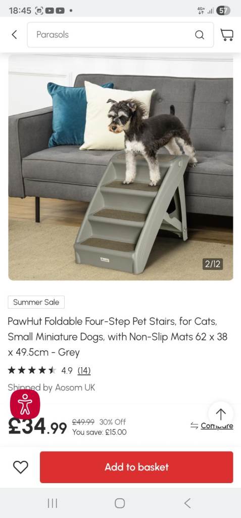 Four-Step Foldable Pet Stairs w/ Non-Slip Mats