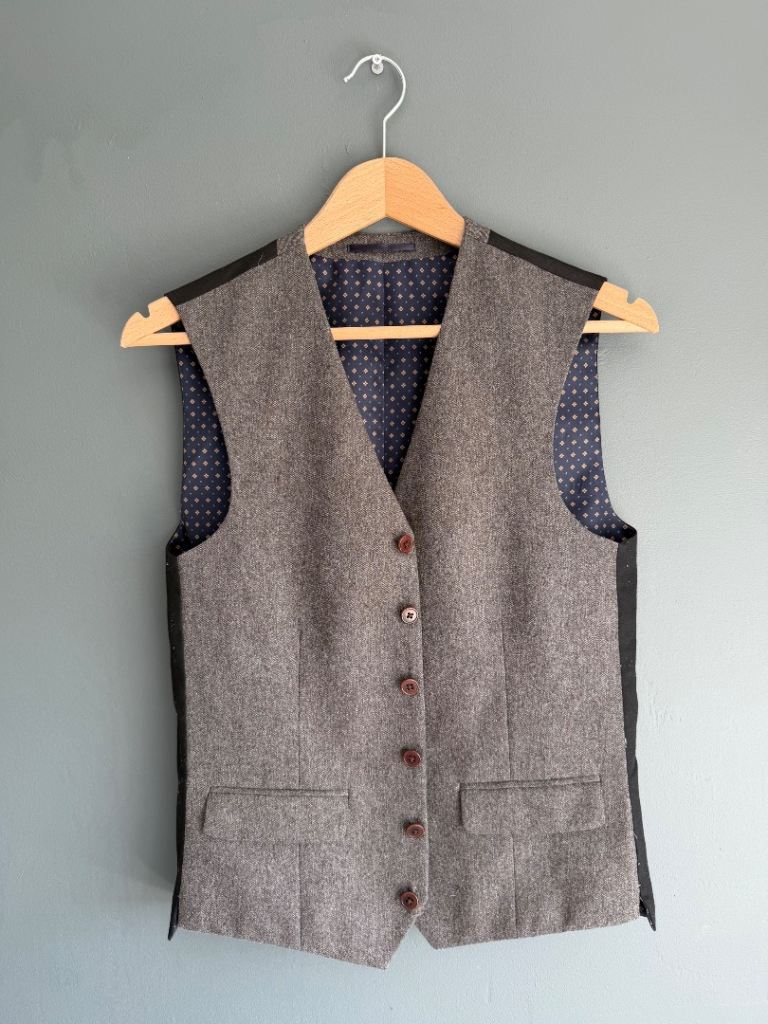 Next Tailoring Wool Rich Blend Waistcoat 34R – Grey, As Good As New