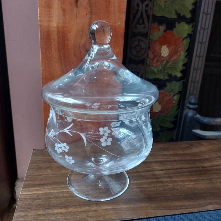 Vintage Rayware Turkey Crystal Glass Lidded Candy Jar 