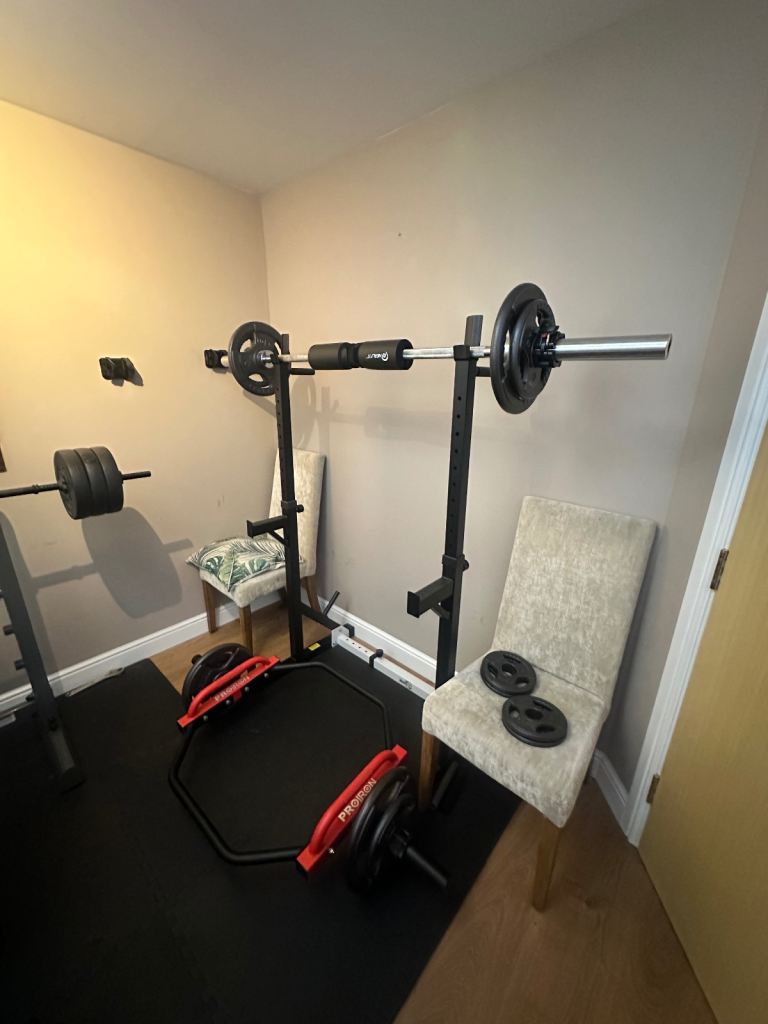 image for Olympic Weights set and rack with extras