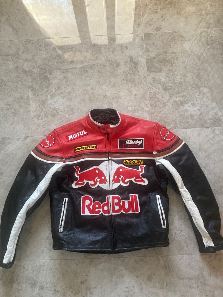 Vintage Red bull heavy leather motorcycle jacket XXL