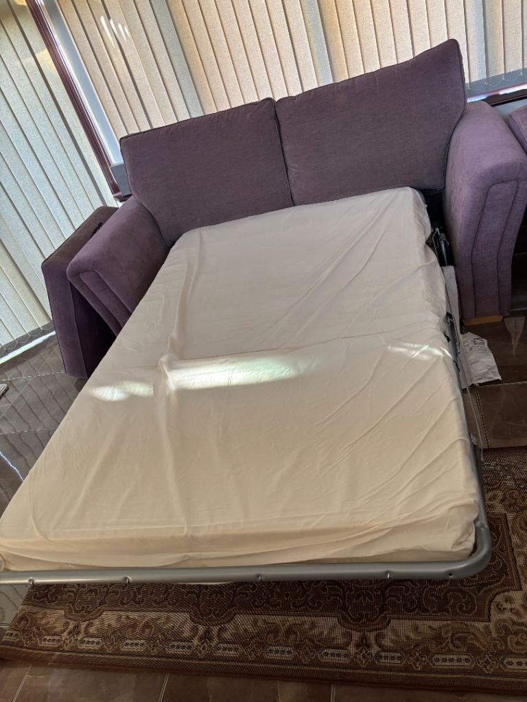 Comfortable Purple Sofa Bed – Good Condition, Easy Conversion
