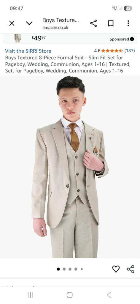 Boys New Beige Formal Suit - 8-Piece Set (14Years)