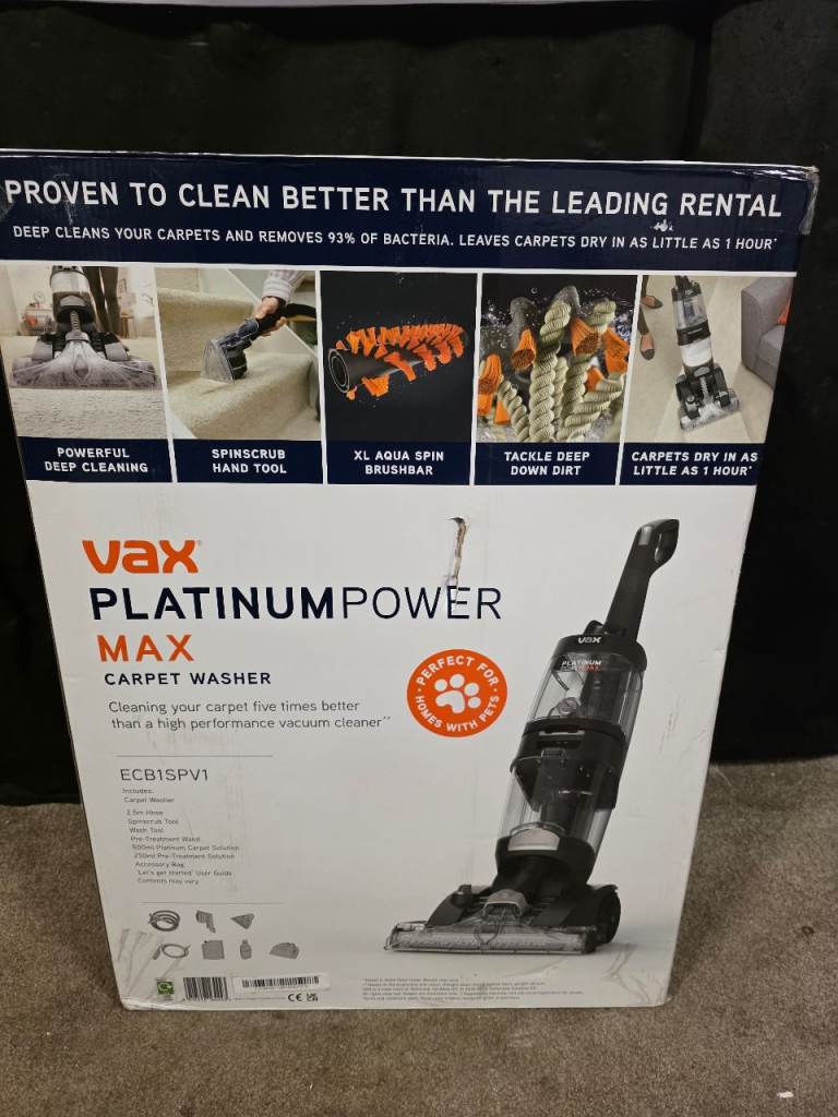 brand new Vax platinum power max carpet cleaner / washer RRP £270