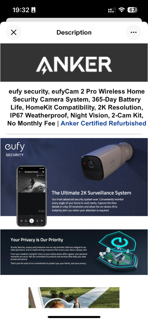 image for Eufy 2C pro with Homebase 2 - 365 day battery