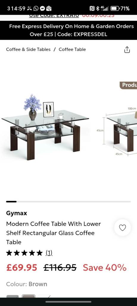 Gymax Modern Rectangular Glass Coffee Table - New