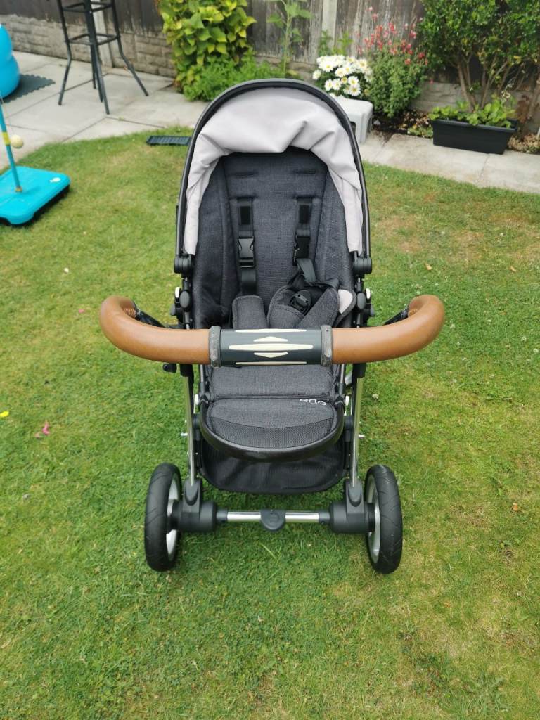 Stroller/Pushchair - Grey with Brown Handle, Good Condition