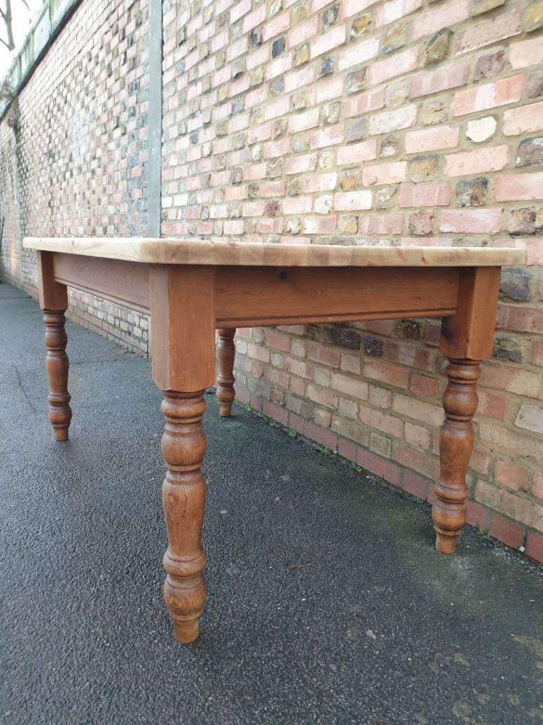 Beautiful Vintage Solid Wood Farmhouse Dining Country Table with row wood Top
