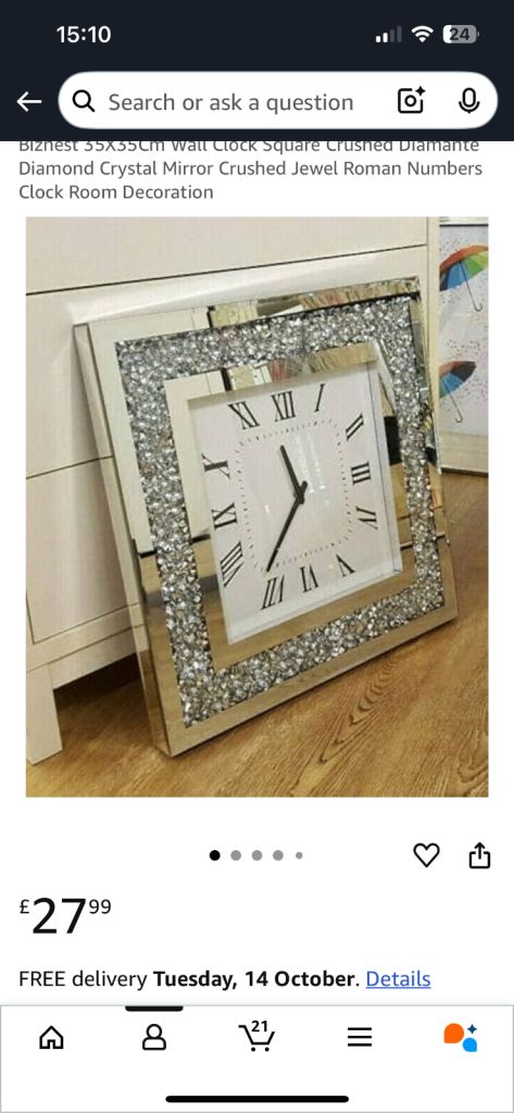 Glass sparkle clock