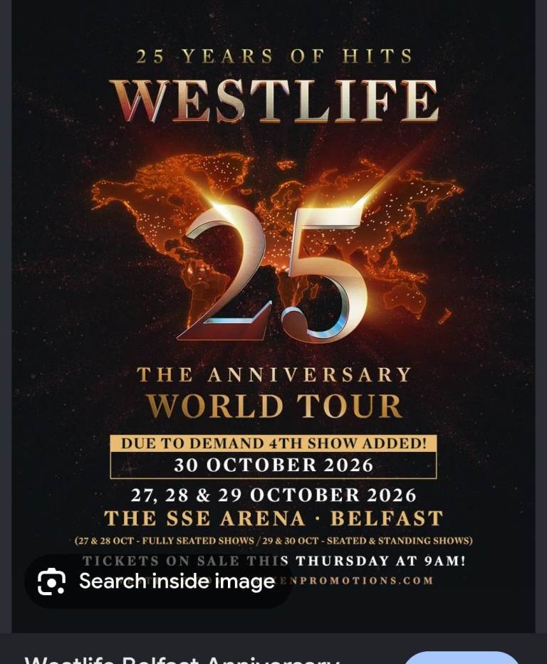 Westlife seating ticket