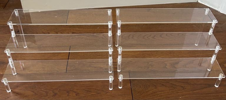 2 x stepped display shelves