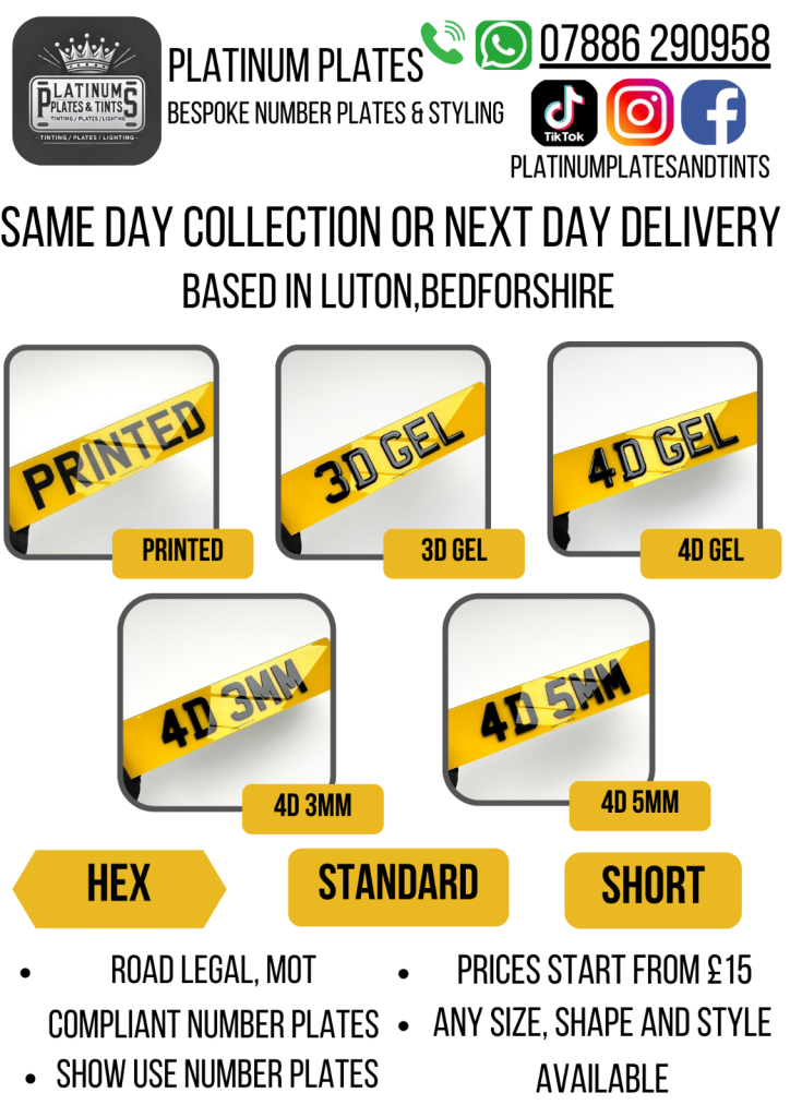 Vehicle Number Plates - All Styles And Sizes 