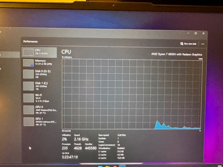 Laptop Lenovo Legion 5 3060 6GB 32GB RAM 500GB SSD