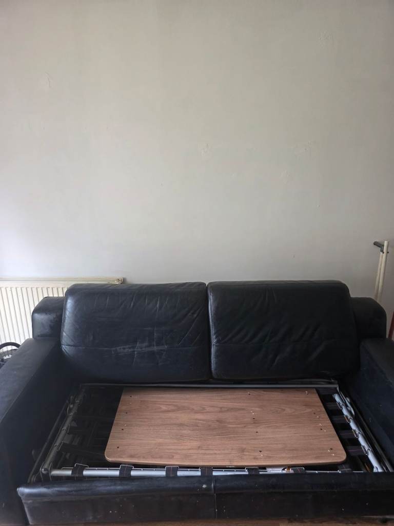 Black Leather Sofa Bed – Good for a Spare Room
