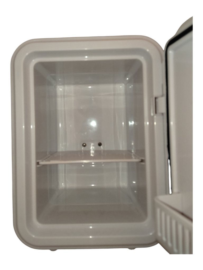 Mini fridge 4 litre 6 can portable cooler or warmer for car, home, travel - white
