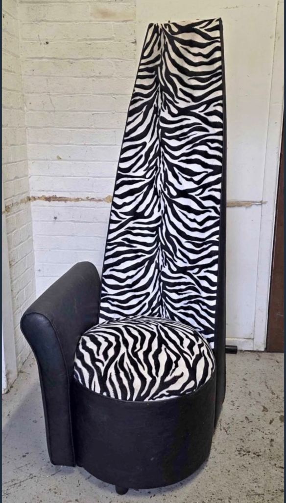 Funky Zebra Print High Back Chair – Black & White