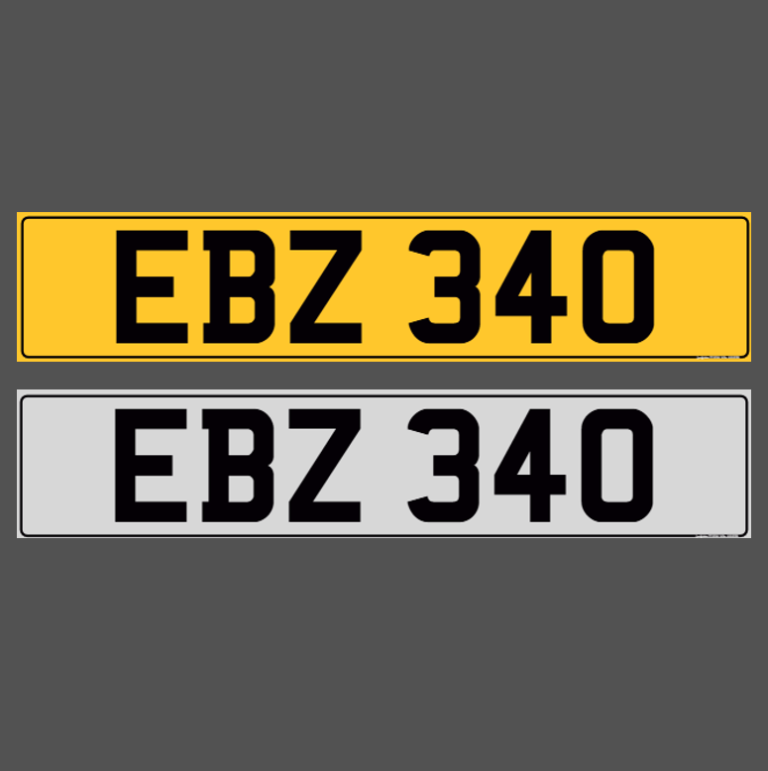 EBZ 340 - Dateless Cherished Registration Number Plate