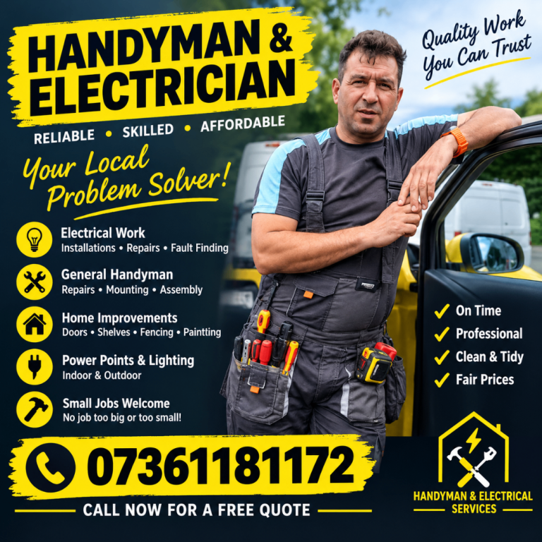 Handyman & Electrician Services London - Repairs, Furniture Assembly, Lighting, TV Mounting 🔨