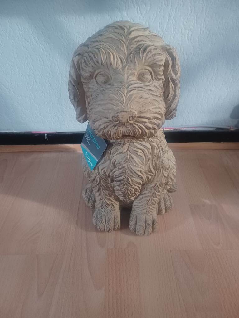 Stone cockapoo garden ornament