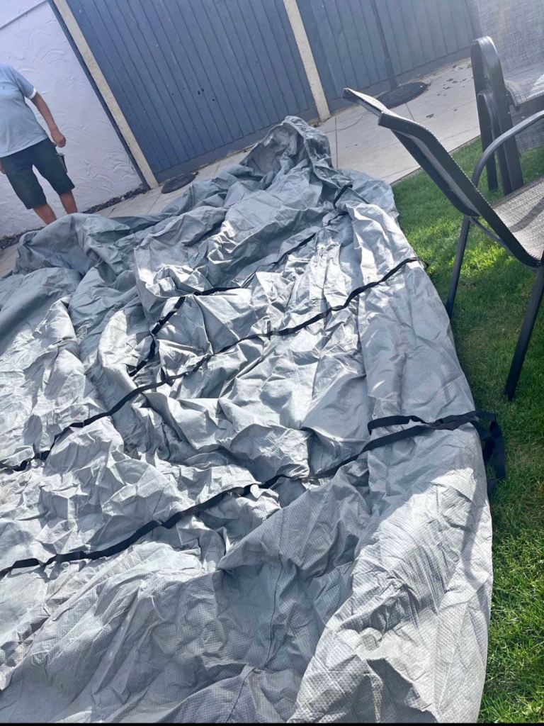 Breathable caravan cover, grey, fits caravan shipping length approx 7.22 m.