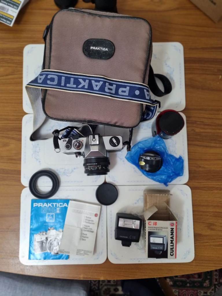 Praktica Nova II Film Camera with Zeiss Lens & Accessories