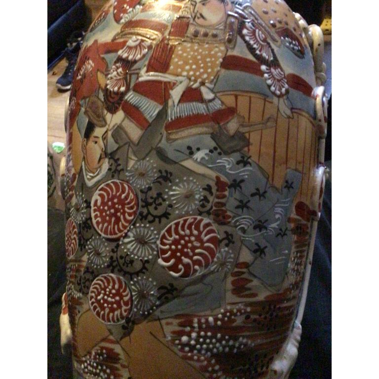 image for Antique Oriental satsuma vase hand painted 