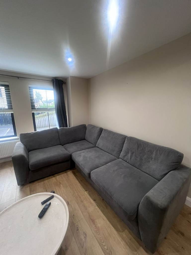 Large Soft Grey Corner Sofa and Snuggle Chair 