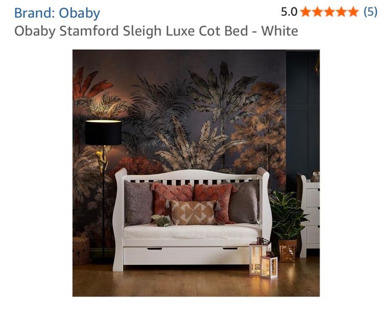 Obaby sleigh adjustable cot/toddler/daybed with matress